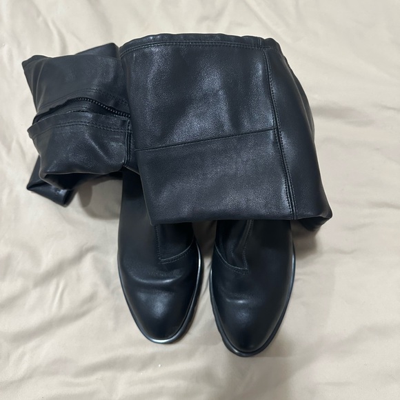 ALL BLACK brand over the knee leather wedge boots size 41 FREE PEOPLE - Picture 4 of 5